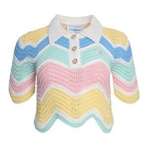 New Casablanca Polo Top Crochet Knit Small Wavey